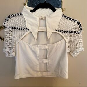 SHEIN White Mesh Rave Crop Top